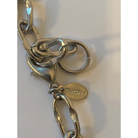 Vintage Chicos Clear & Silver Beaded Necklace With Chunky Chain & Orb Accents 36 - Picture 8 of 8